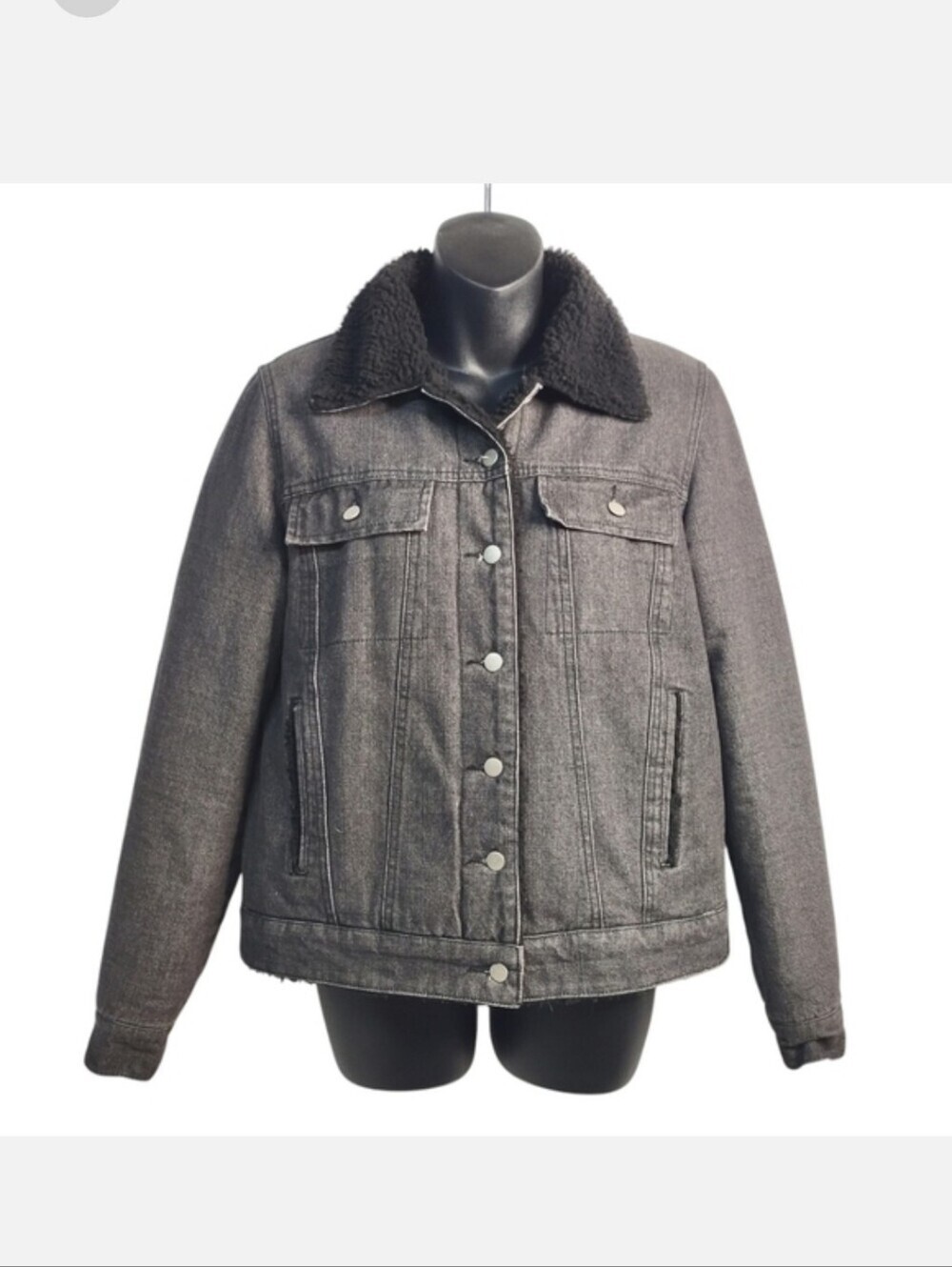 Kendall & Kylie Denim Jacket Women's Black Fleece Lined Jacket Size M